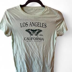 Classic Crew, Light Sage Green/Grey Los Angeles Butterfly Tee, Size Med